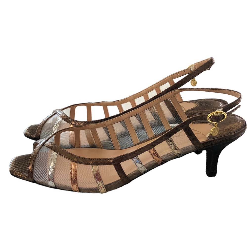 j Renee low heel open backed tri color shoe NEW with box